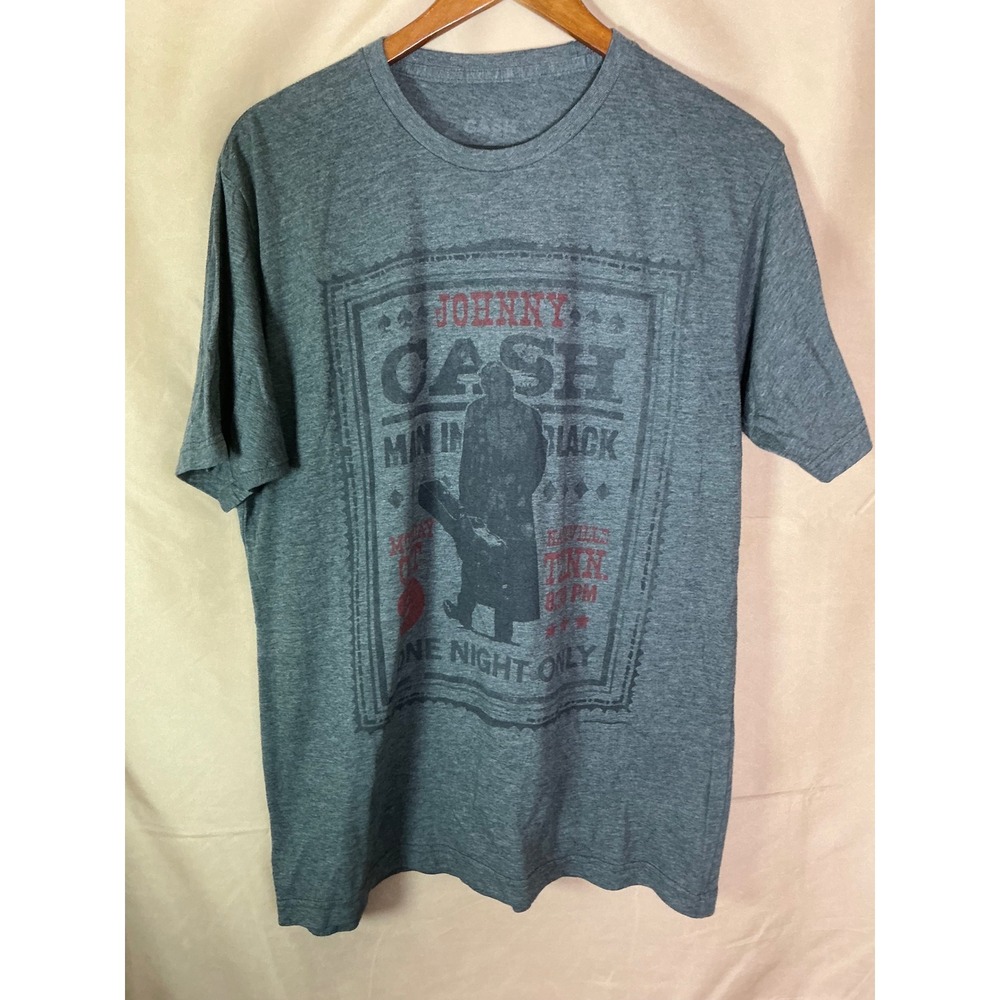 Johnny Cash Graphic T-Shirt Mens LG Gray Excellent Man In Black Nashville Tee